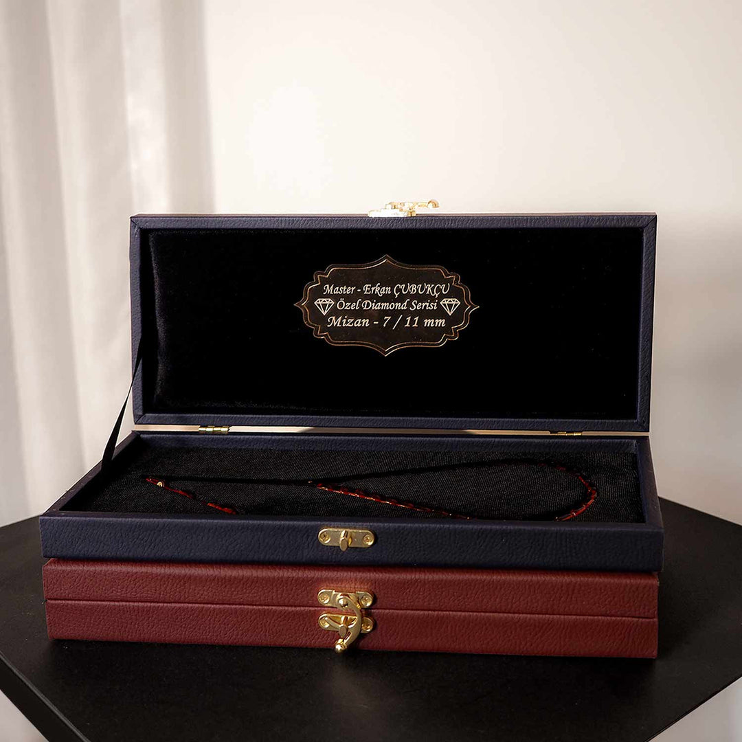 Mastercrafted Diamond-Detailed Red Pressed Amber Prayer Beads (Special Box) – WATD337