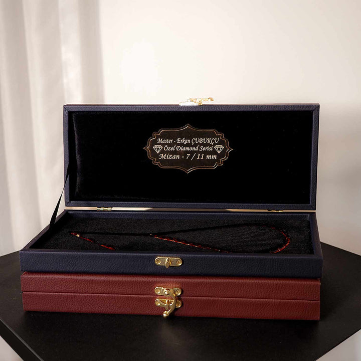 Mastercrafted Diamond-Detailed Red Pressed Amber Prayer Beads (Special Box) – WATD337