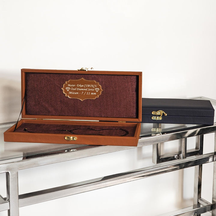 Mastercrafted Diamond-Detailed Black Pressed Amber Tasbeeh (Special Box) – WATD195