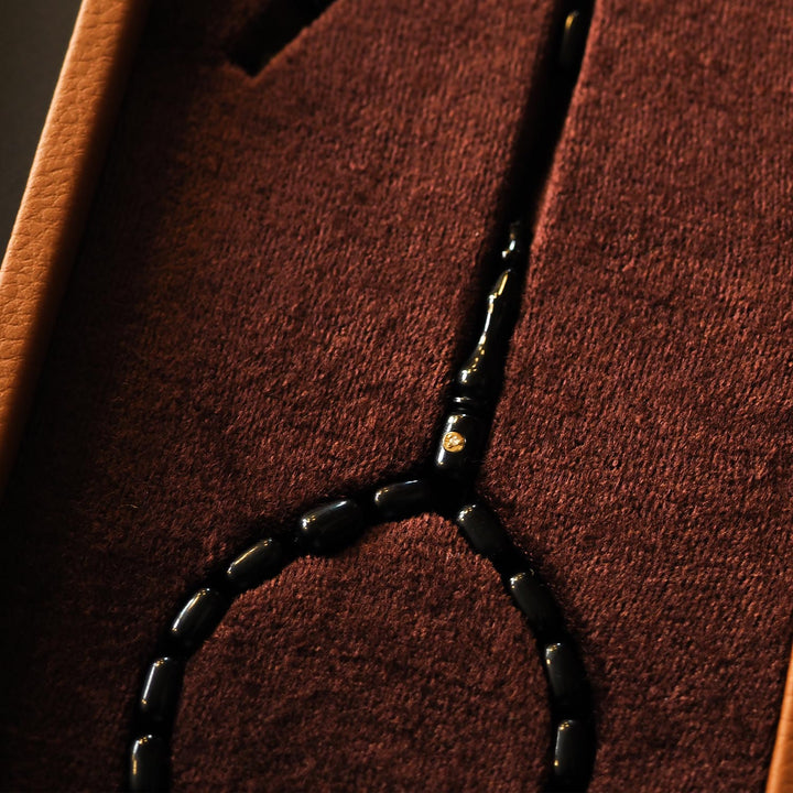 Mastercrafted Diamond-Detailed Black Pressed Amber Tasbeeh (Special Box) – WATD195