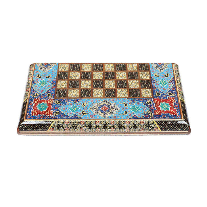 Handcrafted Hatem-Inlaid Wooden Backgammon Set with Carrying Case - WAAH146