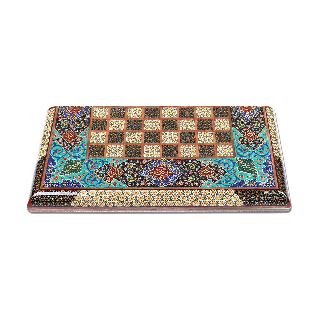 Handcrafted Hatem-Inlaid Wooden Backgammon Set with Carrying Case - WAAH147