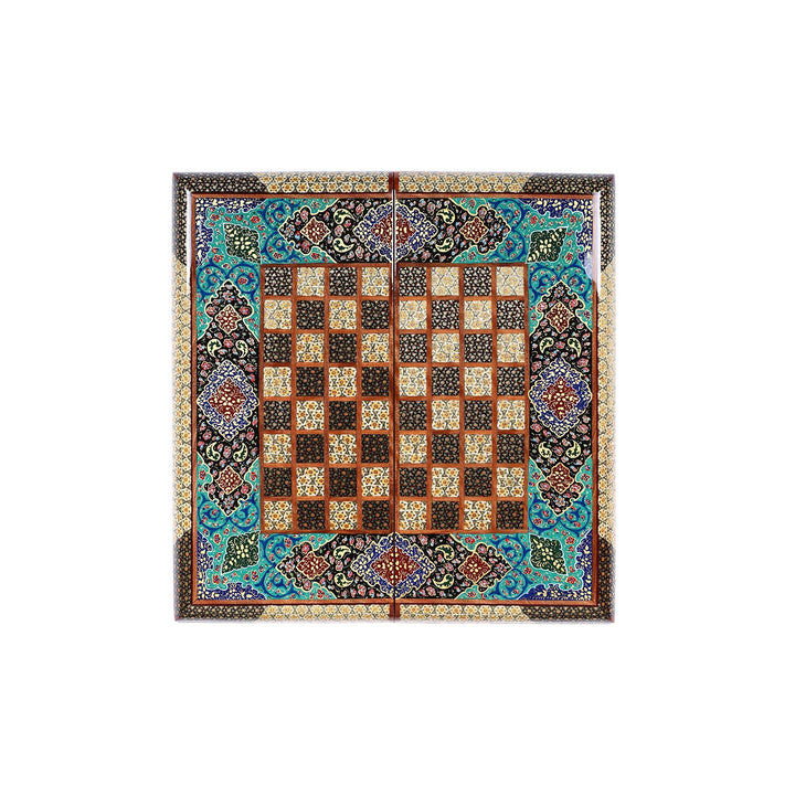 Handcrafted Hatem-Inlaid Wooden Backgammon Set with Carrying Case - WAAH147