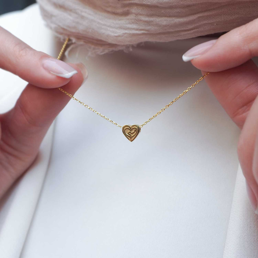 Mother Written Heart Shaped Silver Necklace - WAMT014