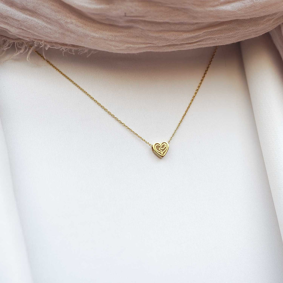 Mother Written Heart Shaped Silver Necklace - WAMT014