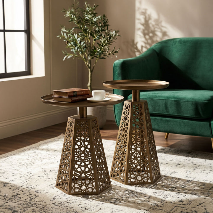 Berlian Metal Islamic Side Table Set of 2 - WAMZ005
