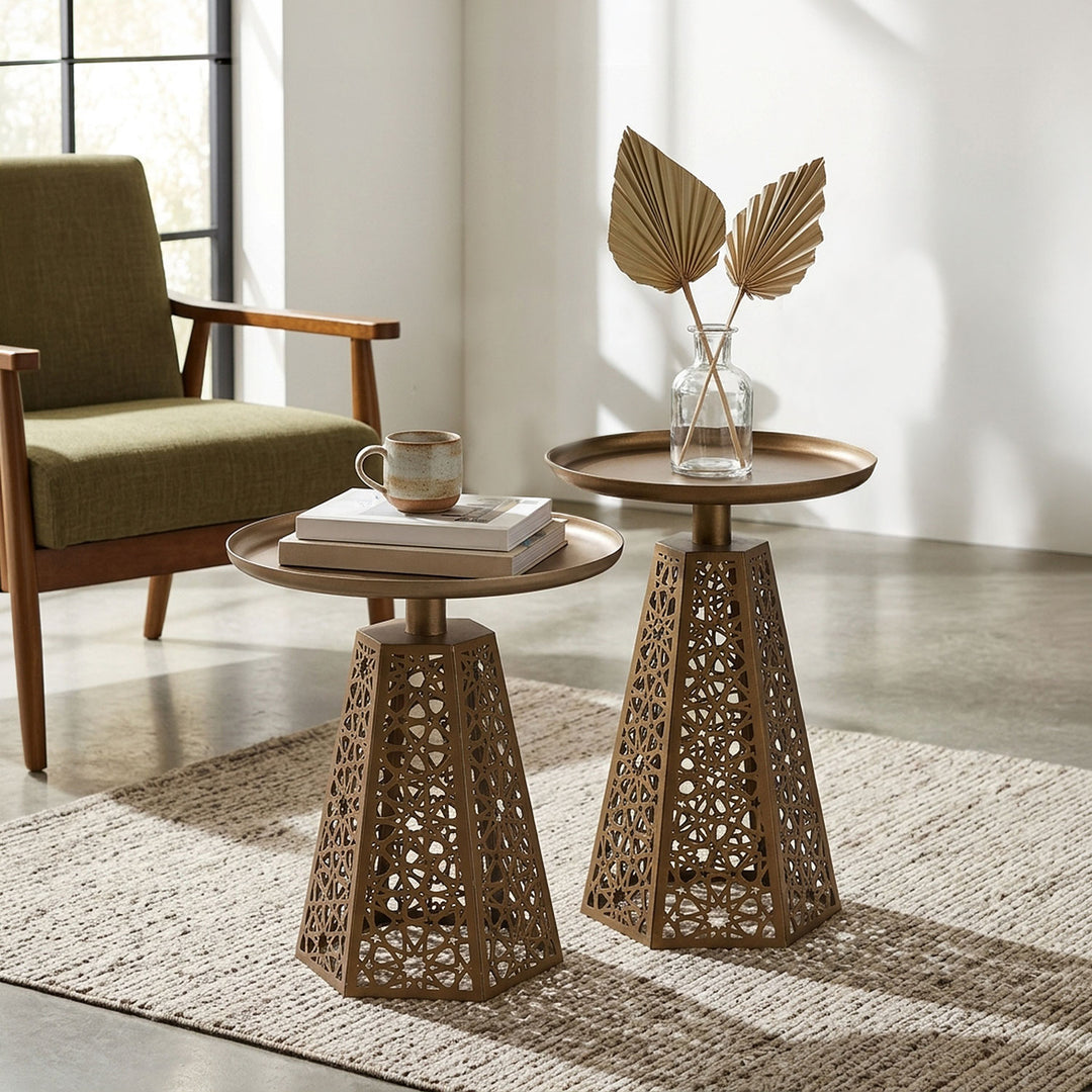 Berlian Metal Islamic Side Table Set of 2 - WAMZ005