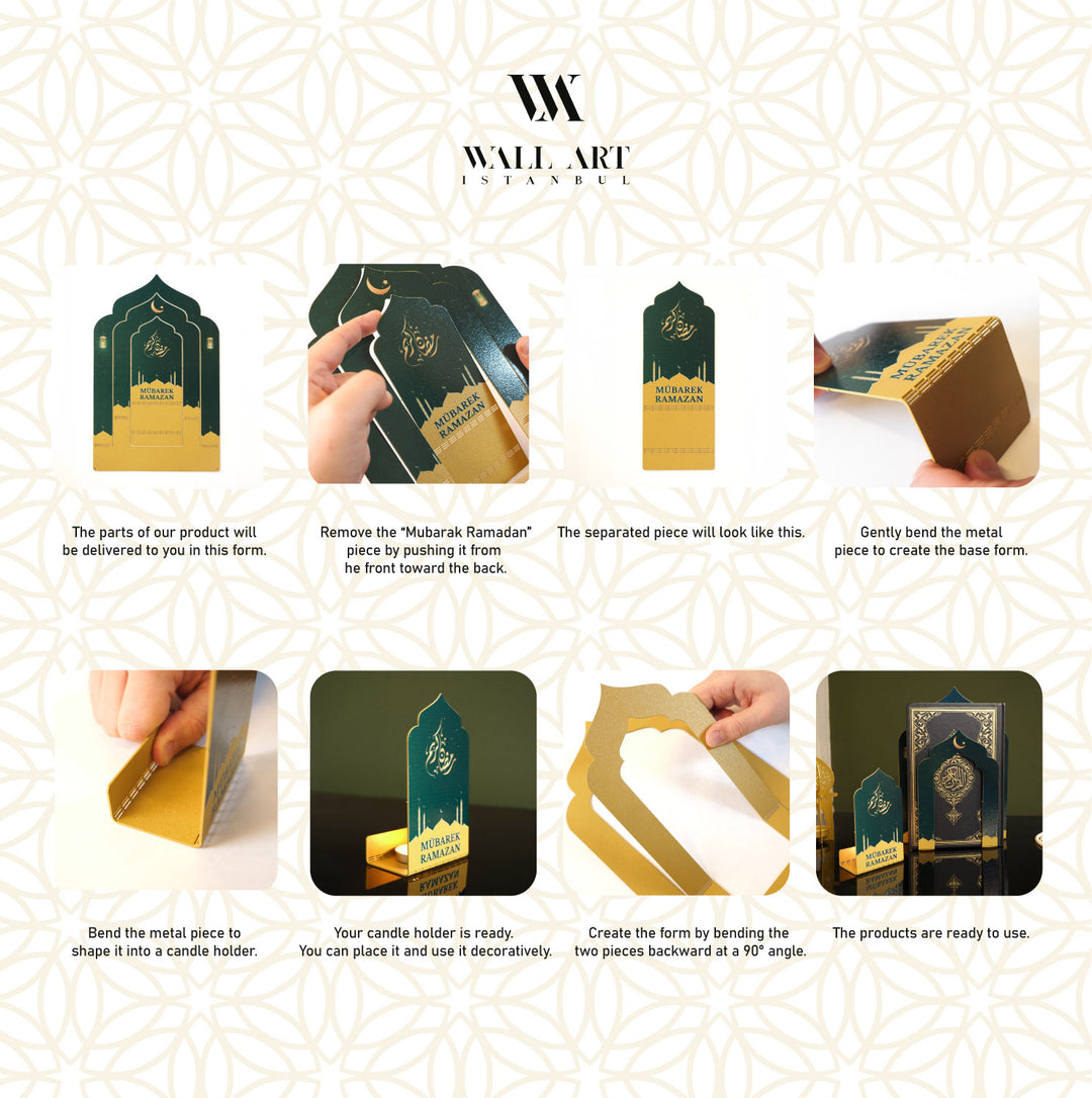 Mübarek Ramazan Written Metal Candleholder and Quran Holder - WAMH221
