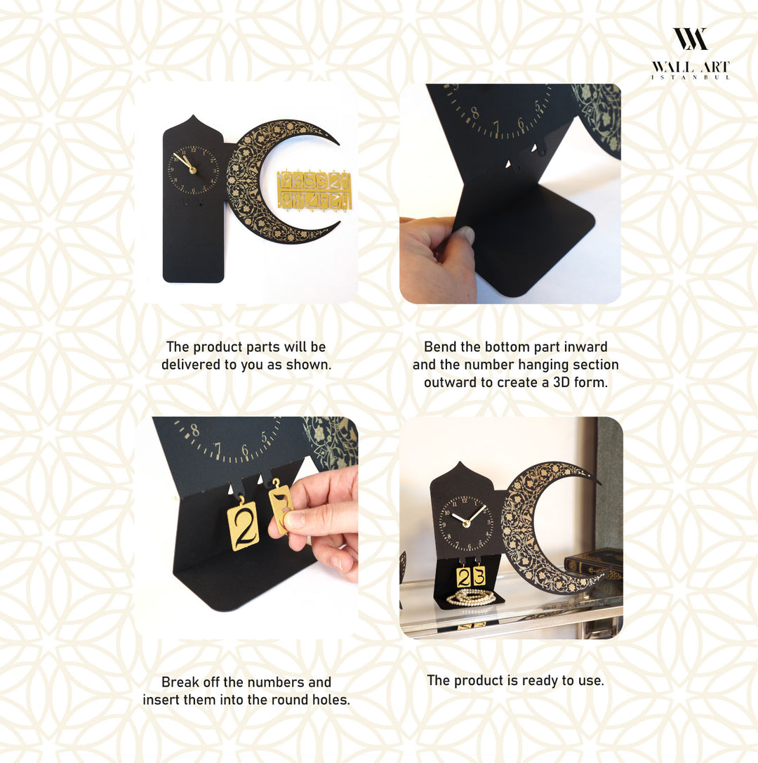Metal Ramadan Calendar and Clock - WAMH220