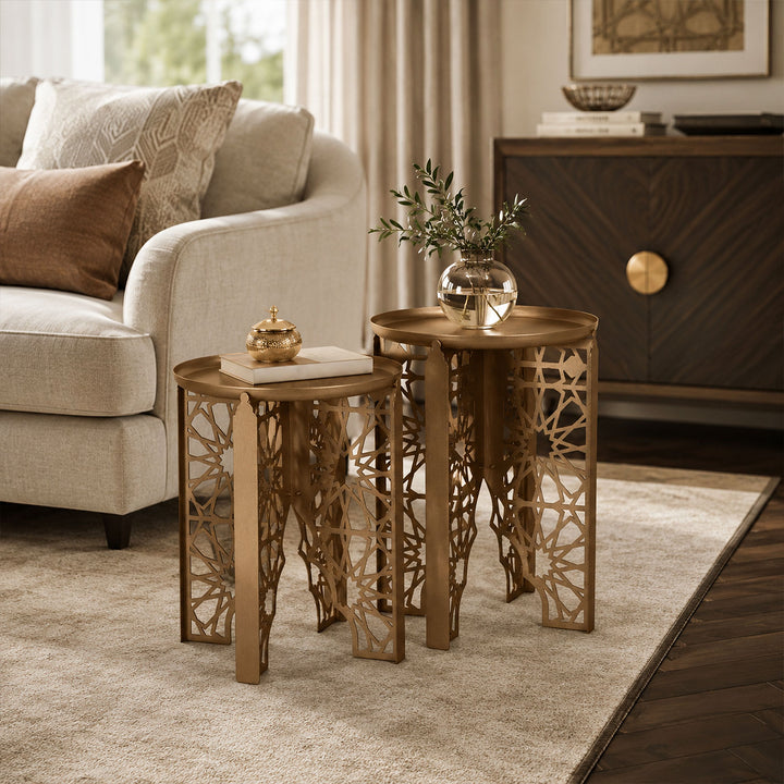 Emas Metal Islamic Side Table Set of 2 - WAMZ016