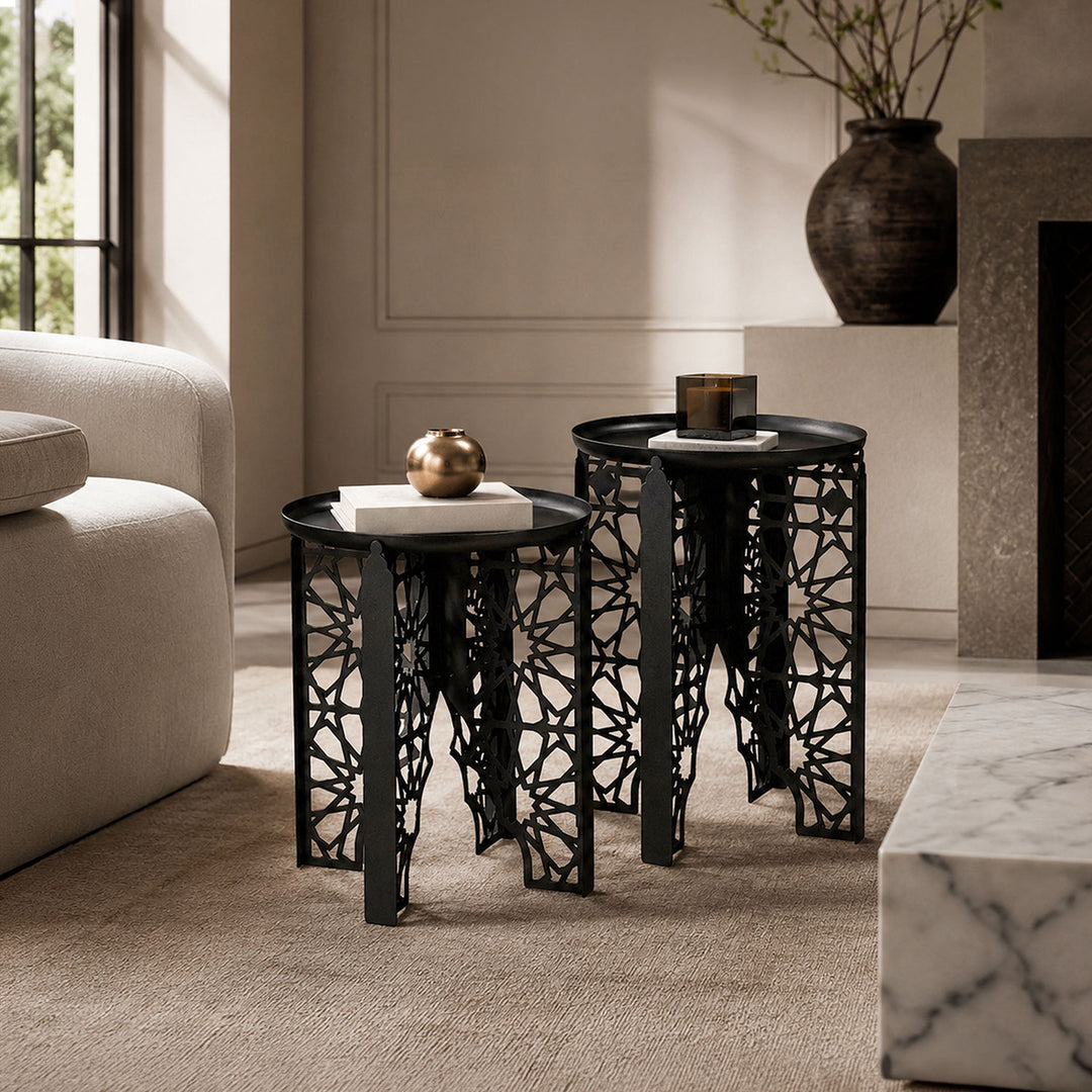 Emas Metal Islamic Side Table Set of 2 - WAMZ016