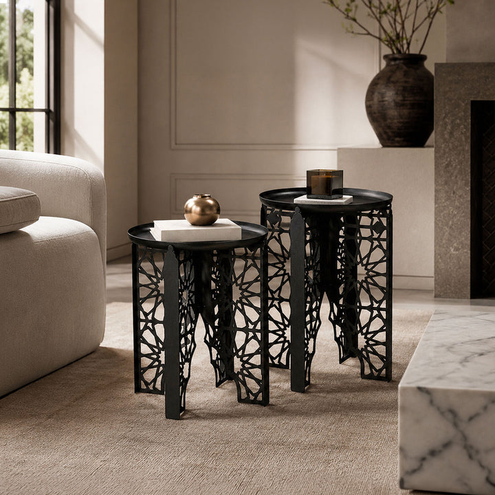 Emas Metal Islamic Side Table Set of 2 - WAMZ016