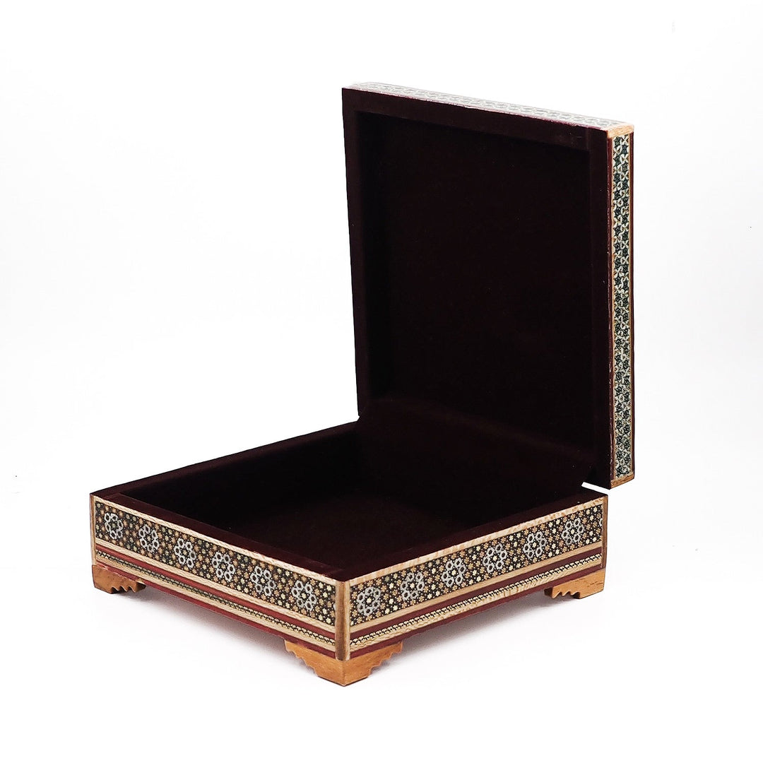 Traditional Motif | Handcrafted Hatem-Inlaid Square Wooden Box - WAAH110