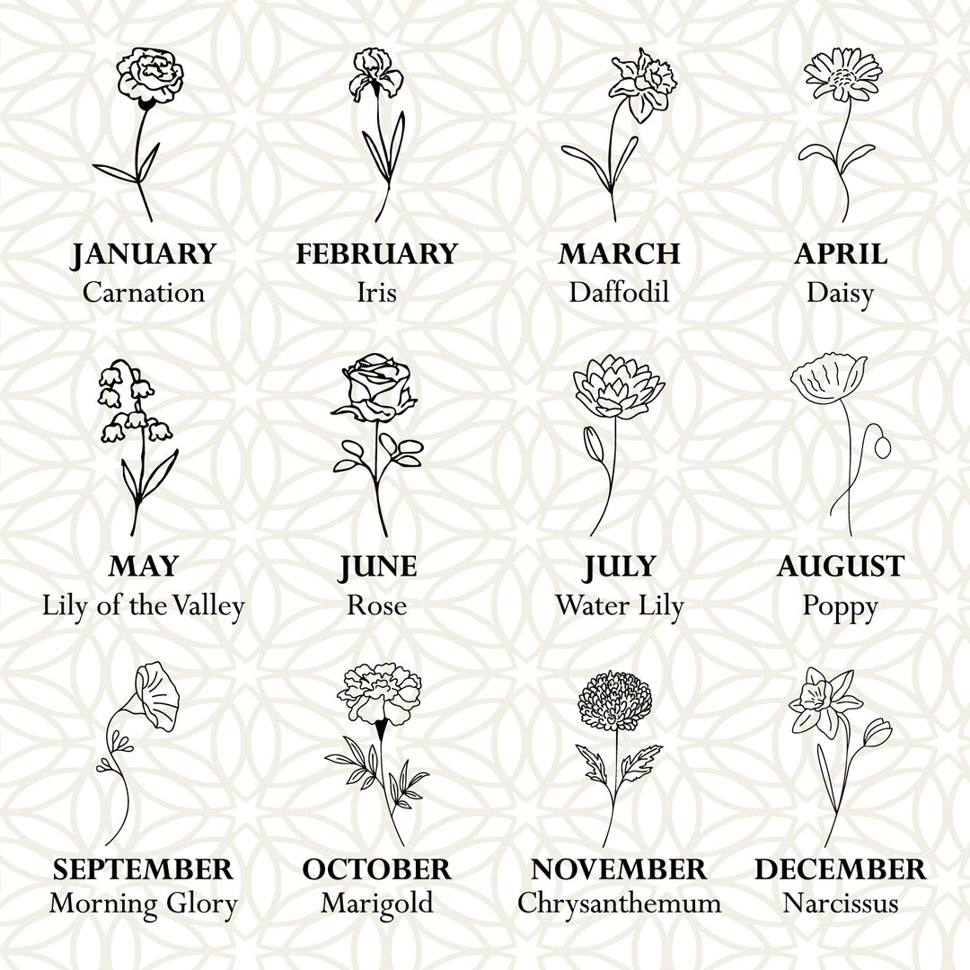 Custom Name & Birth Flower Silver Necklace - WAMT032