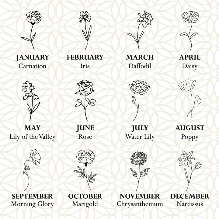 Custom Name & Birth Flower Silver Necklace - WAMT032