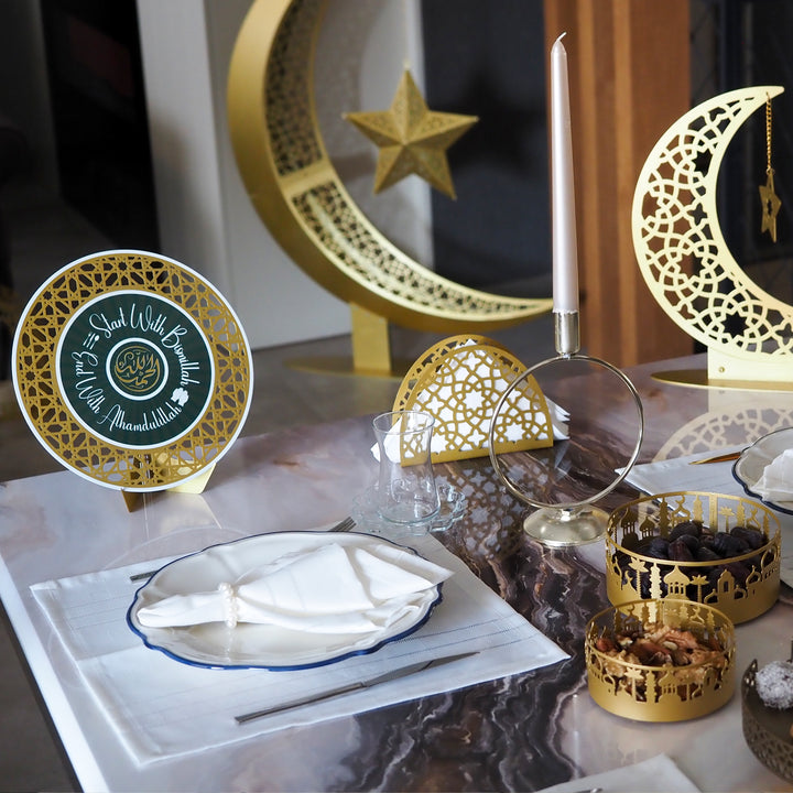 Metal Tray Set of 3 with Mosque Pattern - WAMH127