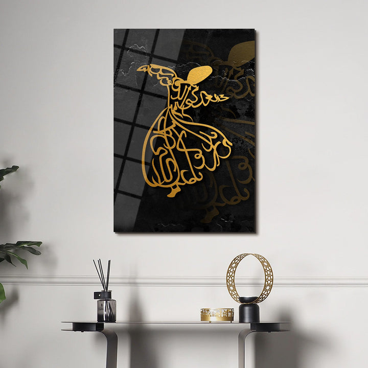Whirling Dervish Glass Islamic Wall Art - WTC072