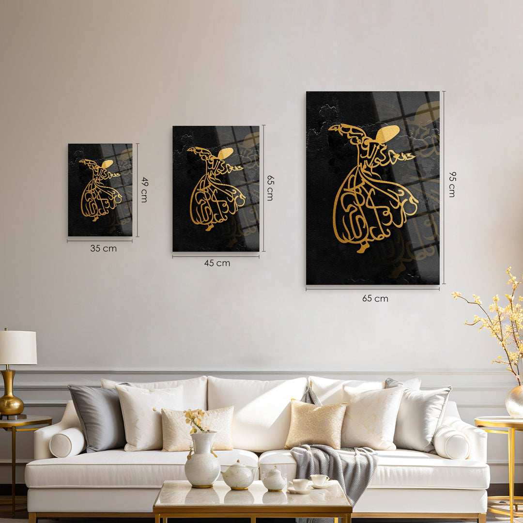 Whirling Dervish Glass Islamic Wall Art - WTC072