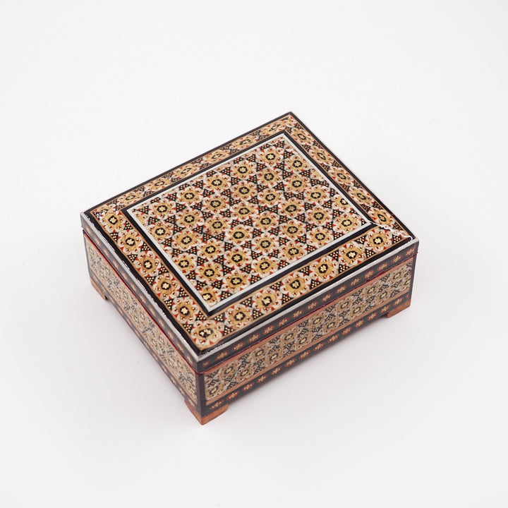 Traditional Motif | Handcrafted Hatem-Inlaid Square Wooden Box - WAAH133