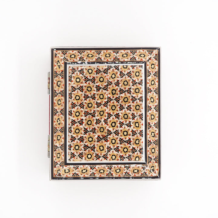 Traditional Motif | Handcrafted Hatem-Inlaid Square Wooden Box - WAAH133