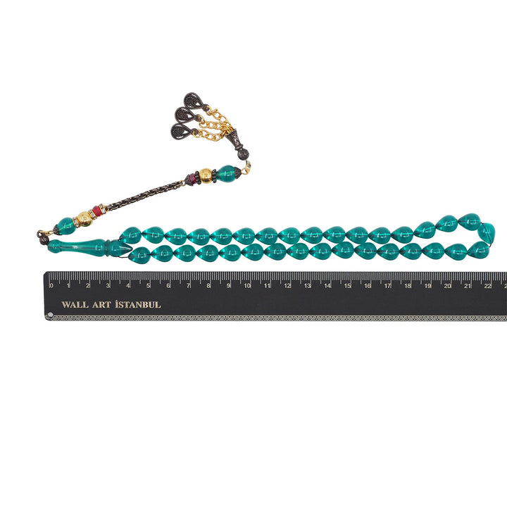 Teardrop-Shaped Fire Amber Tasbeeh with Alpaca Tassel – WATD764