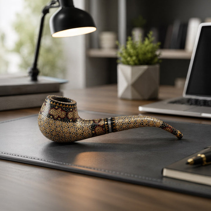 Persian Hand-Embellished Wooden Collectible Pipe - WAAH023