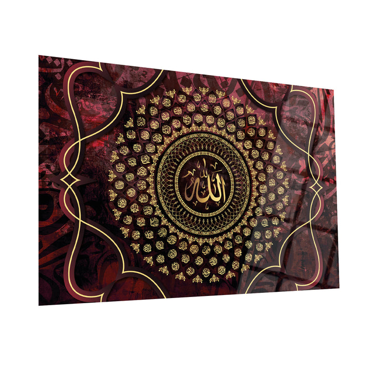 99 Names of Allah Glass Islamic Wall Art - WTC035