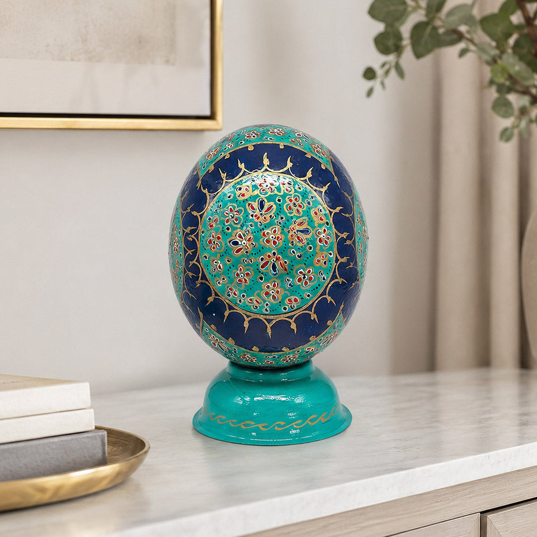 Floral Motif | Persian Hand-Embellished Ostrich Egg Decor - WAAH015