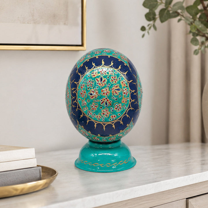 Floral Motif | Persian Hand-Embellished Ostrich Egg Decor - WAAH015