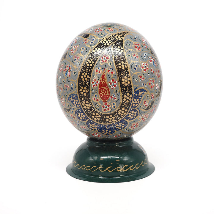 Tulip Motif | Persian Hand-Embellished Ostrich Egg Decor - WAAH019