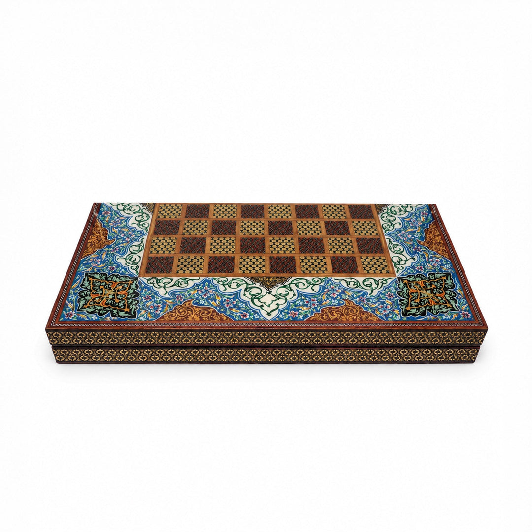 Persian Hand-Embellished Wooden Backgammon Set - WAAH024