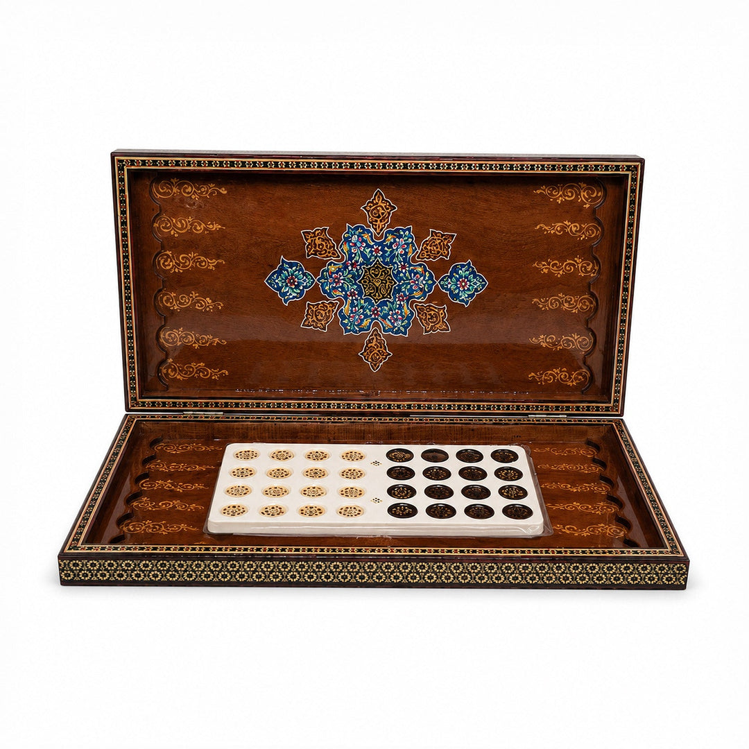 Persian Hand-Embellished Wooden Backgammon Set - WAAH024