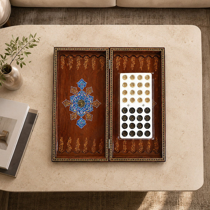 Persian Hand-Embellished Wooden Backgammon Set - WAAH024