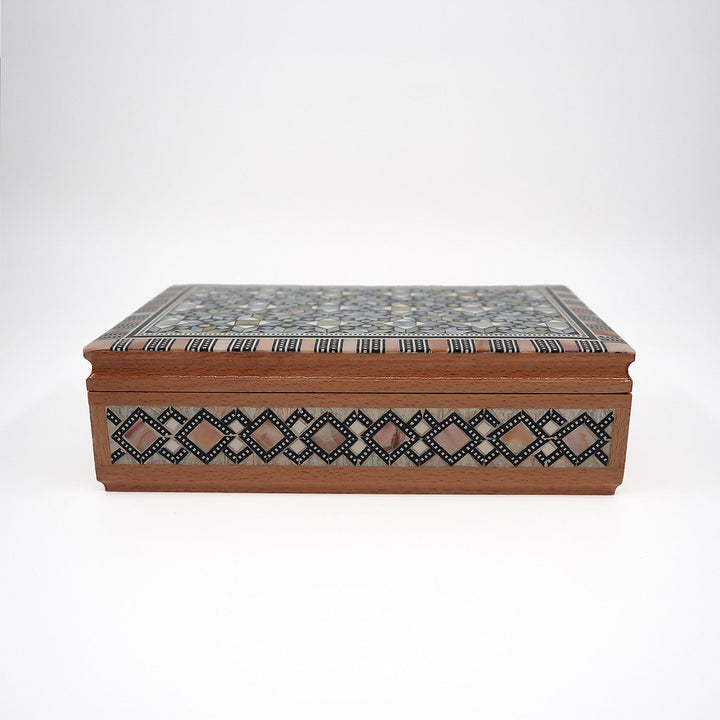 Geometric Motif | Handcrafted Mother-of-Pearl Inlaid Wooden Box – WAAH040