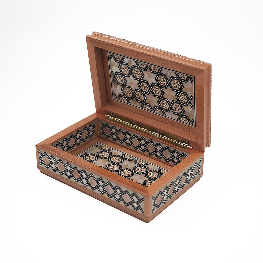Geometric Motif | Handcrafted Mother-of-Pearl Inlaid Wooden Box – WAAH041