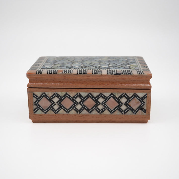 Geometric Motif | Handcrafted Mother-of-Pearl Inlaid Wooden Box – WAAH042