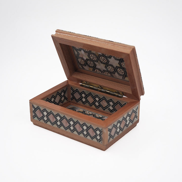 Geometric Motif | Handcrafted Mother-of-Pearl Inlaid Wooden Box – WAAH042