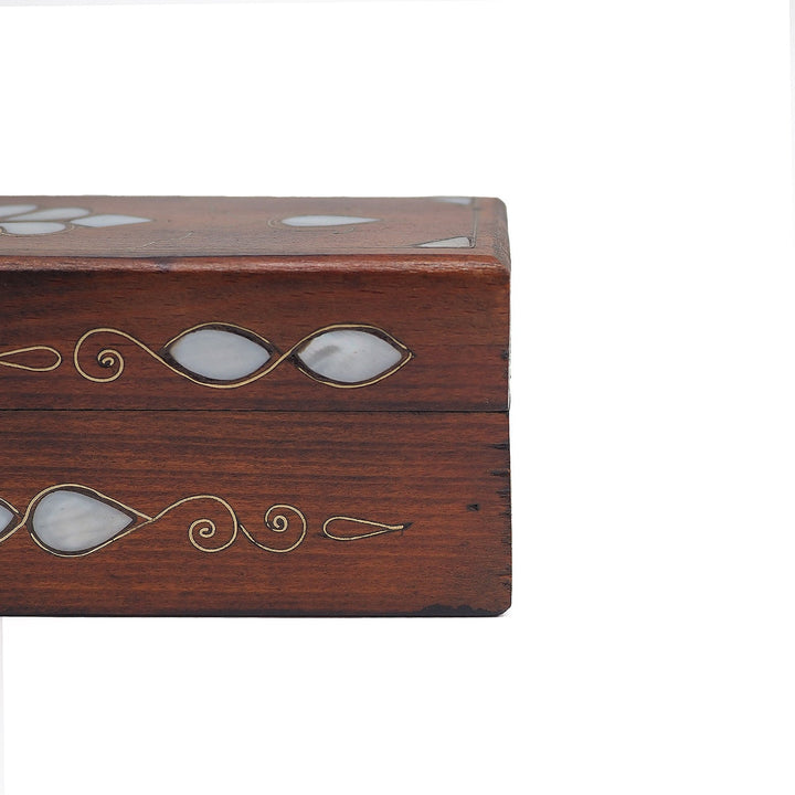 Handcrafted Mother-of-Pearl &amp; Copper Wire Inlaid Long Wooden Box – WAAH043