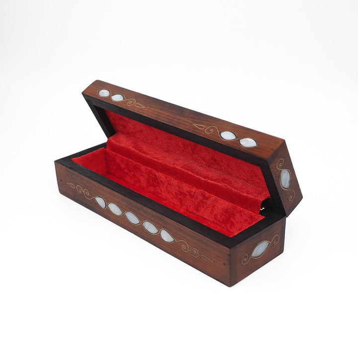 Handcrafted Mother-of-Pearl &amp; Copper Wire Inlaid Long Wooden Box – WAAH043