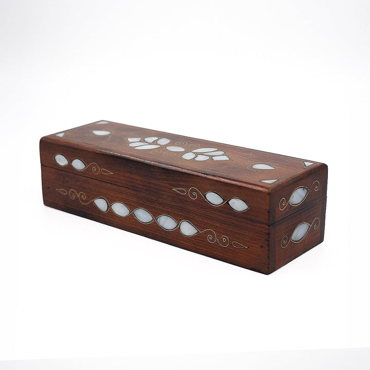 Handcrafted Mother-of-Pearl &amp; Copper Wire Inlaid Long Wooden Box – WAAH043