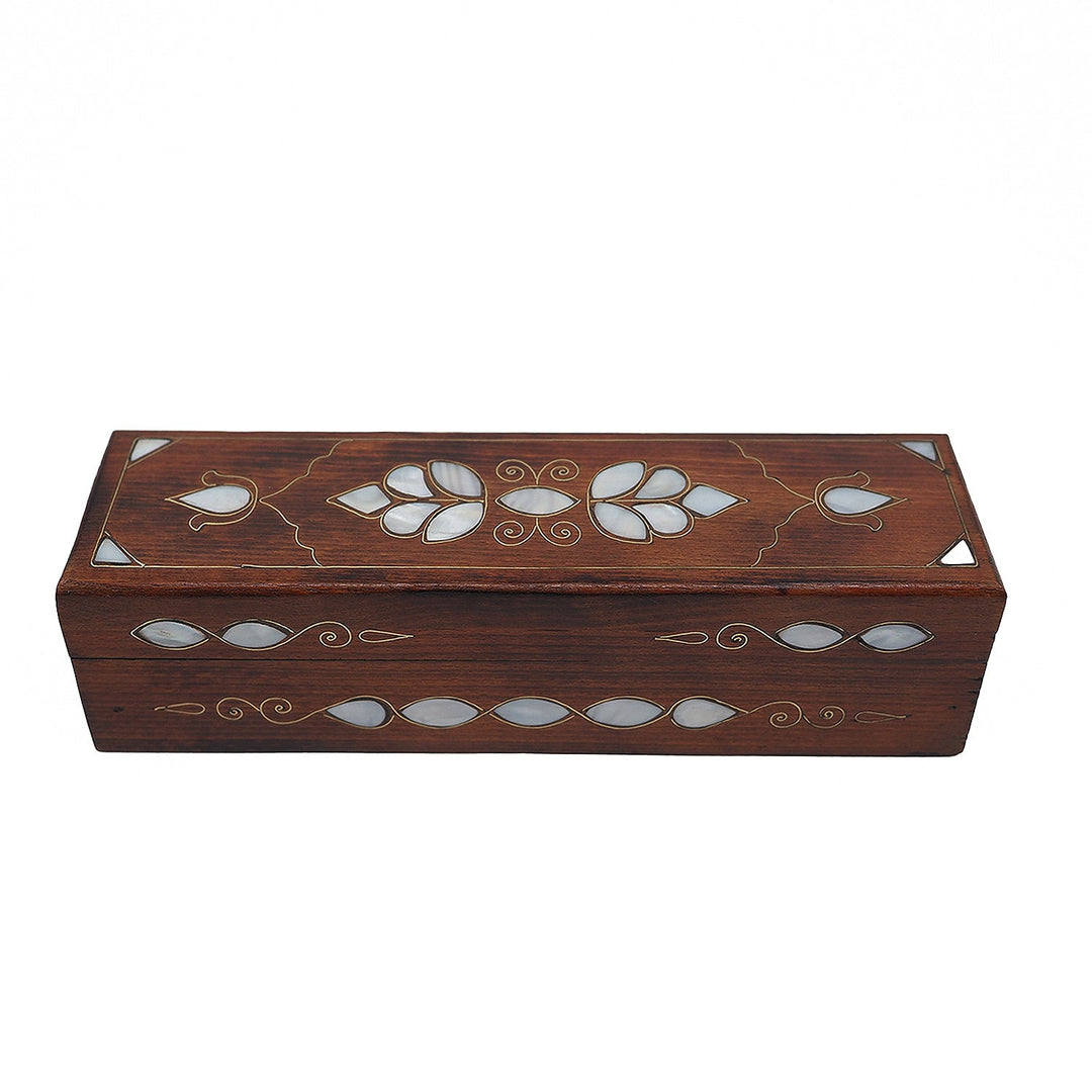 Handcrafted Mother-of-Pearl &amp; Copper Wire Inlaid Long Wooden Box – WAAH043