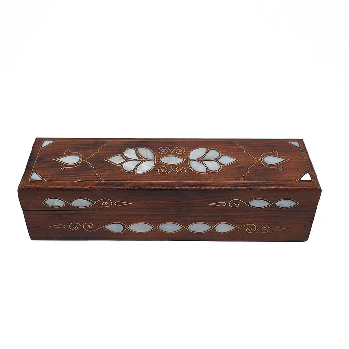 Handcrafted Mother-of-Pearl &amp; Copper Wire Inlaid Long Wooden Box – WAAH043