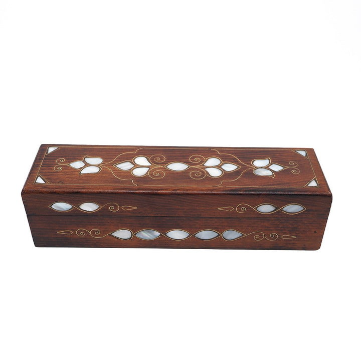 Handcrafted Mother-of-Pearl &amp; Copper Wire Inlaid Long Wooden Box – WAAH044