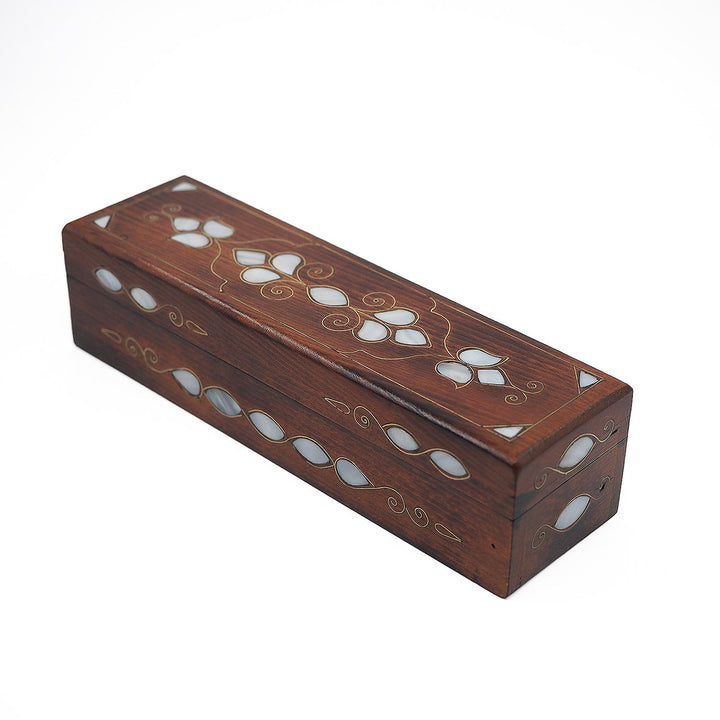 Handcrafted Mother-of-Pearl &amp; Copper Wire Inlaid Long Wooden Box – WAAH044