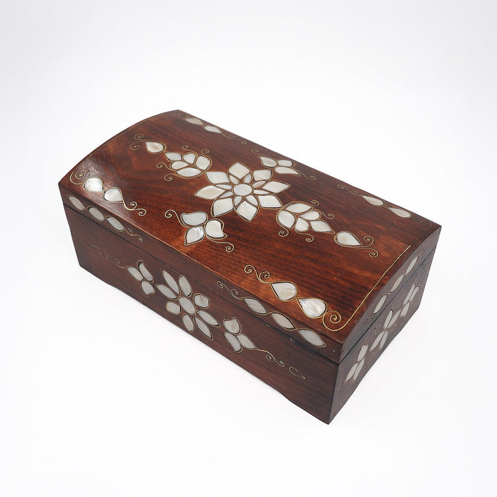 Floral Motif | Handcrafted Mother-of-Pearl &amp; Copper Wire Inlaid Wooden Box – WAAH045