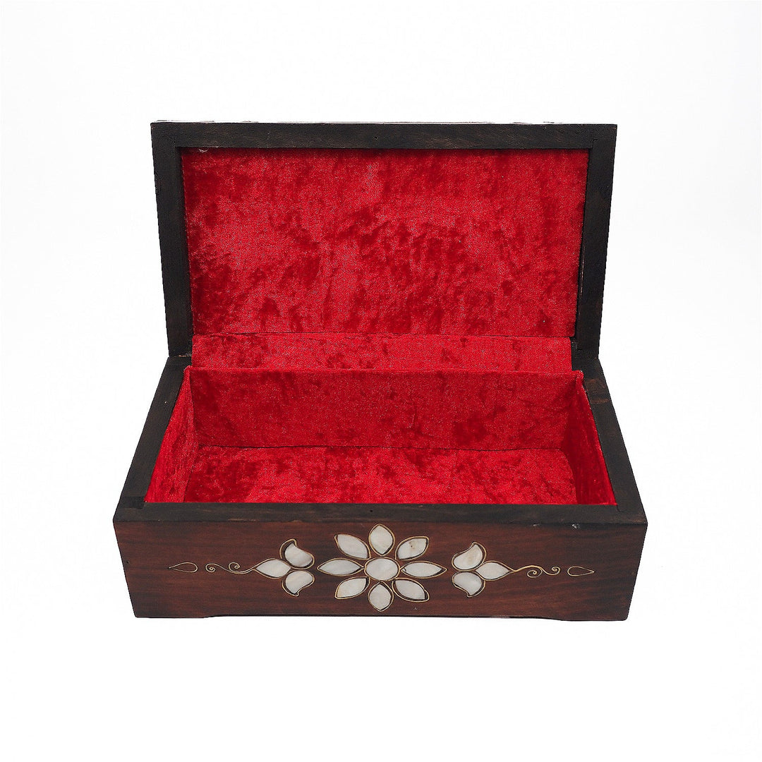 Floral Motif | Handcrafted Mother-of-Pearl &amp; Copper Wire Inlaid Wooden Box – WAAH045