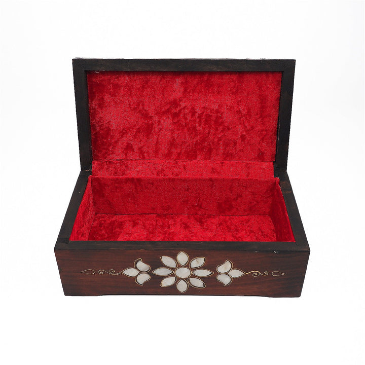 Floral Motif | Handcrafted Mother-of-Pearl &amp; Copper Wire Inlaid Wooden Box – WAAH045