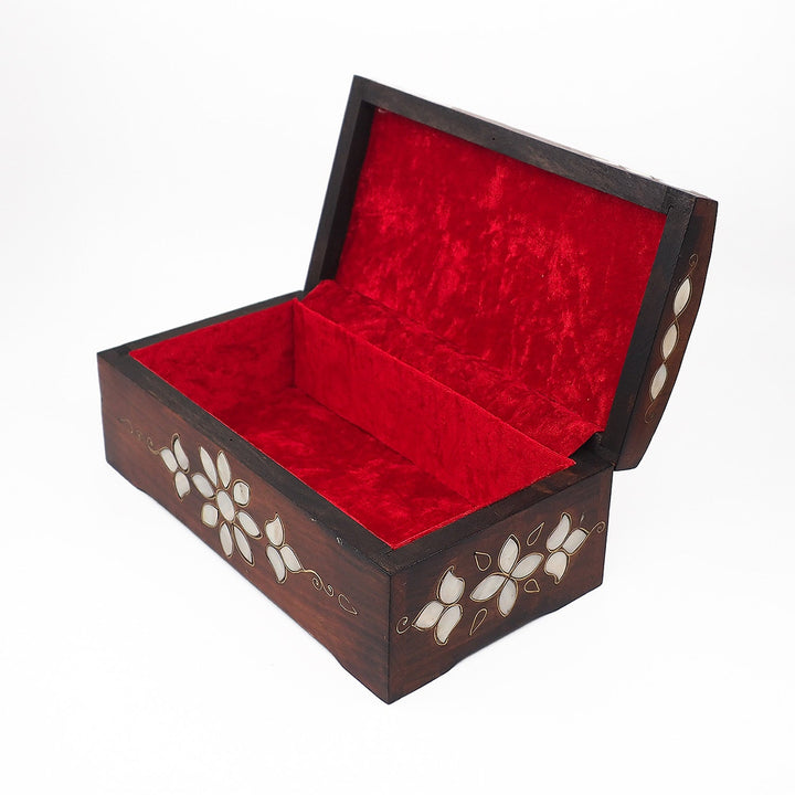 Floral Motif | Handcrafted Mother-of-Pearl &amp; Copper Wire Inlaid Wooden Box – WAAH045