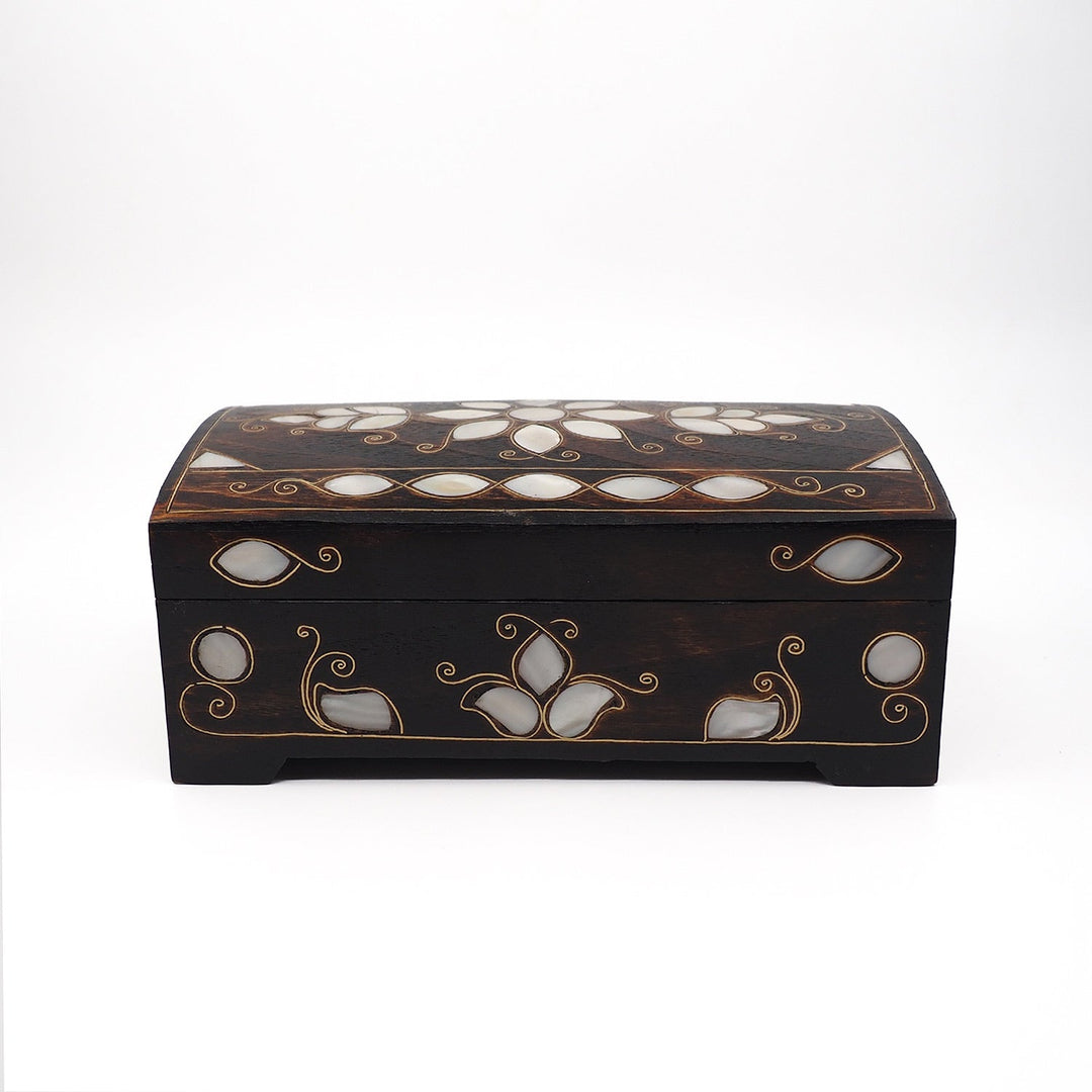 Floral Motif | Handcrafted Mother-of-Pearl &amp; Copper Wire Inlaid Wooden Box – WAAH047