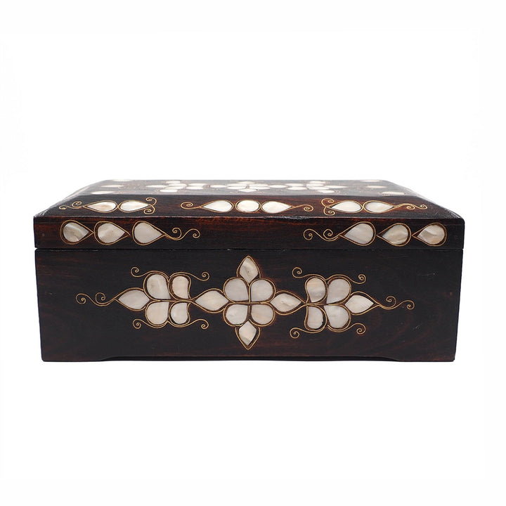 Floral Motif | Handcrafted Mother-of-Pearl &amp; Copper Wire Inlaid Wooden Box – WAAH048